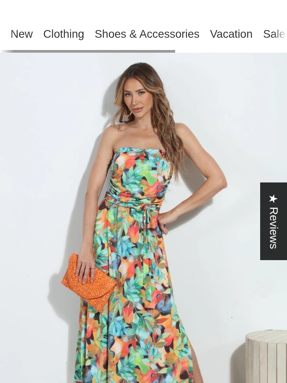 Veronica M Strapless Tropical Floral Maxi Dress in Green, Blue, Orange